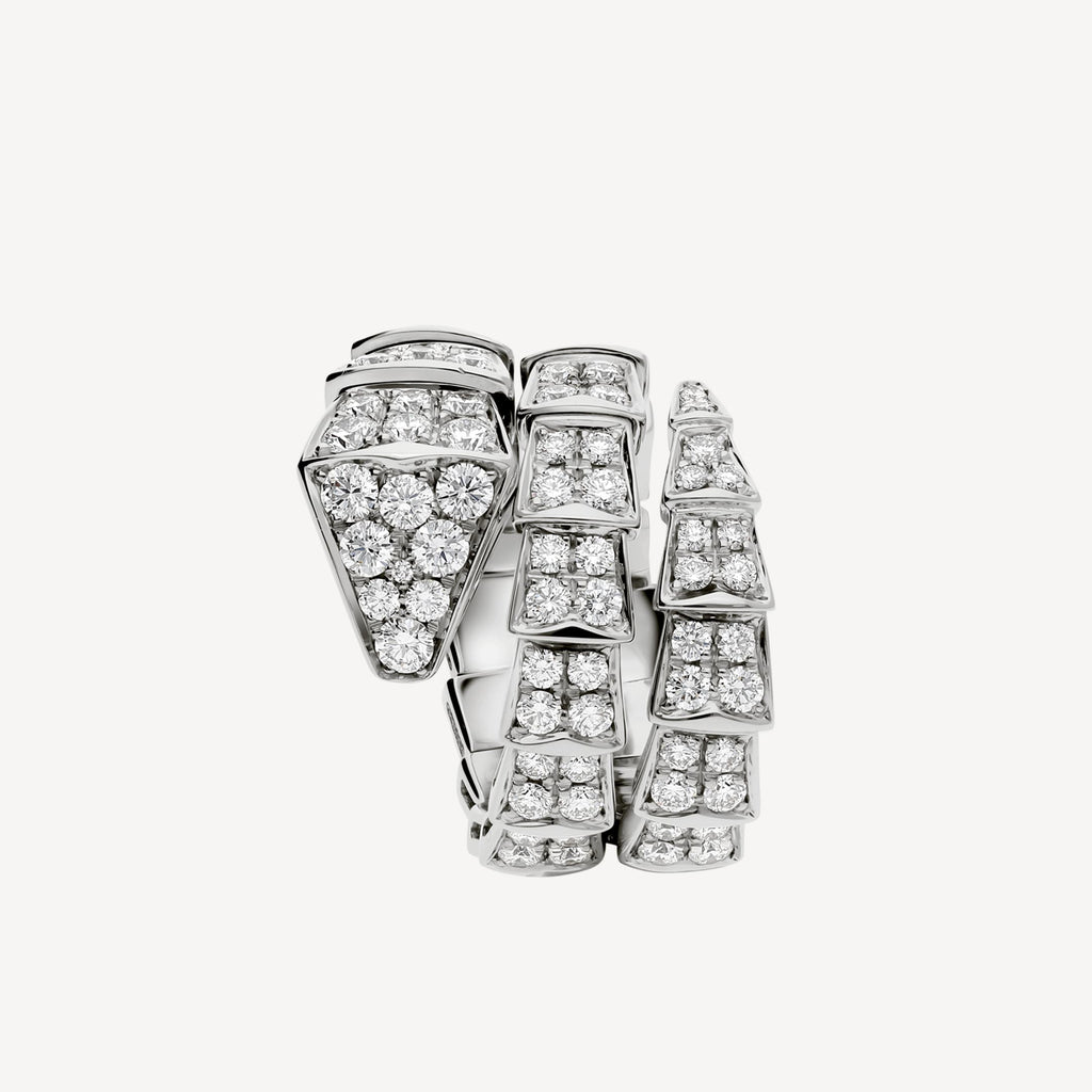 18K BVLGARI Serpenti Viper Full Pave Diamond Ring