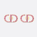 18K Petit Dior Stud Fuchsia Crystals Earrings