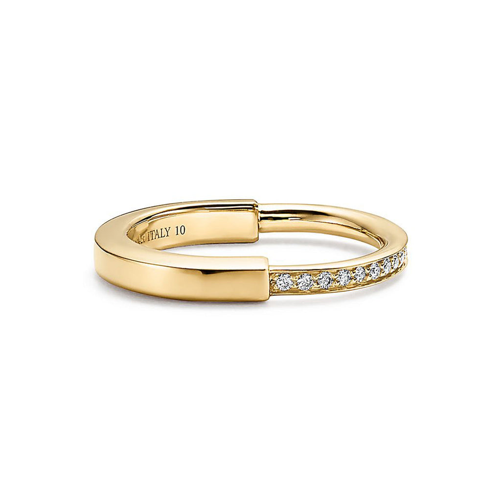 18K Tiffany Lock Diamonds Yellow Gold Ring