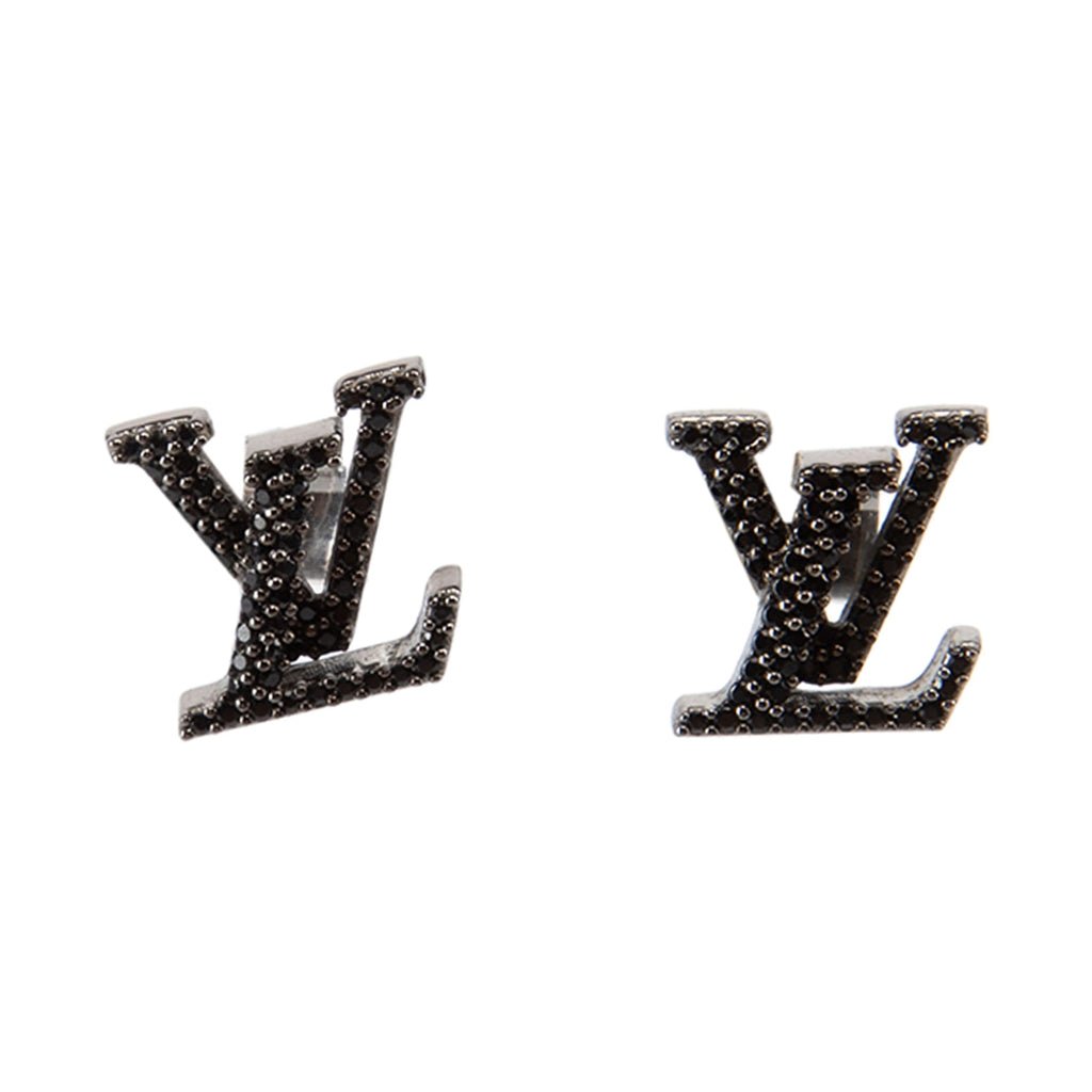 18K Louis Vuitton Iconic Black Crystal Stud Earrings