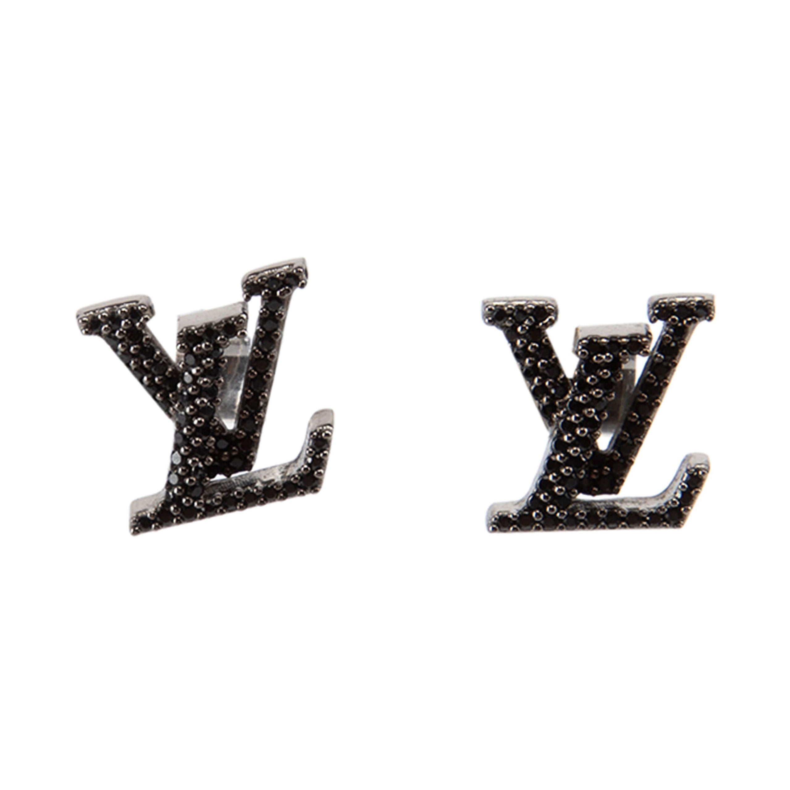 18K Louis Vuitton Iconic Black Crystal Stud Earrings