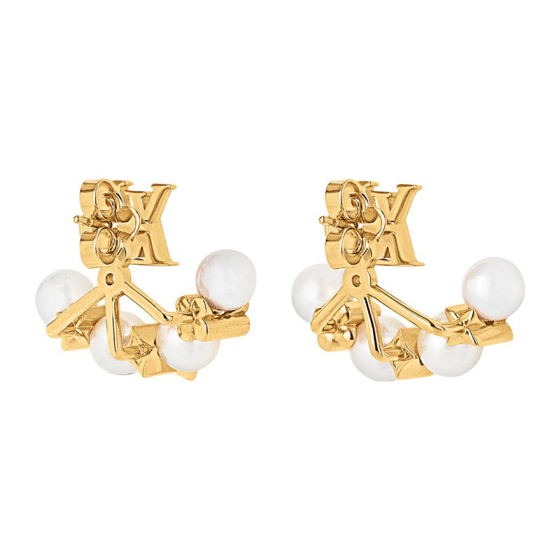 18K Louis Vuitton Monogram Pearls Earrings