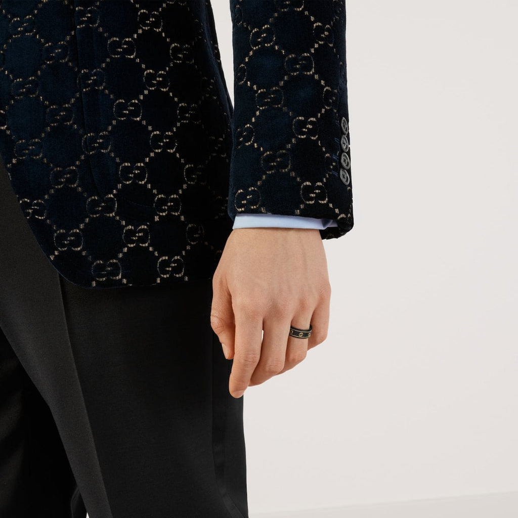 18K Double Gucci Interlocking Gucci Icon Black Corundum Ring