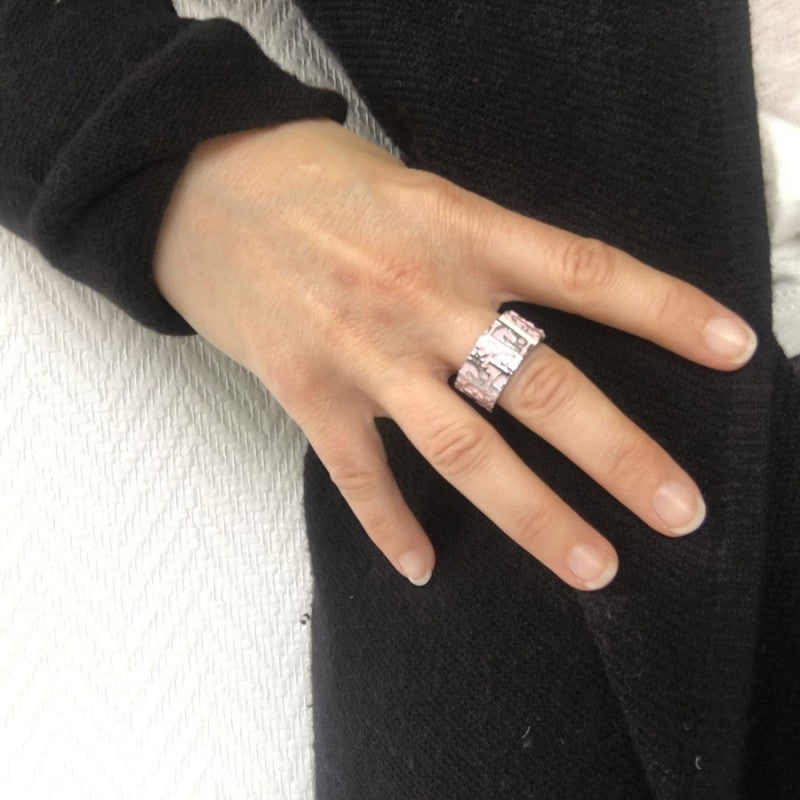 18K Dior Monogram Enamel Ring