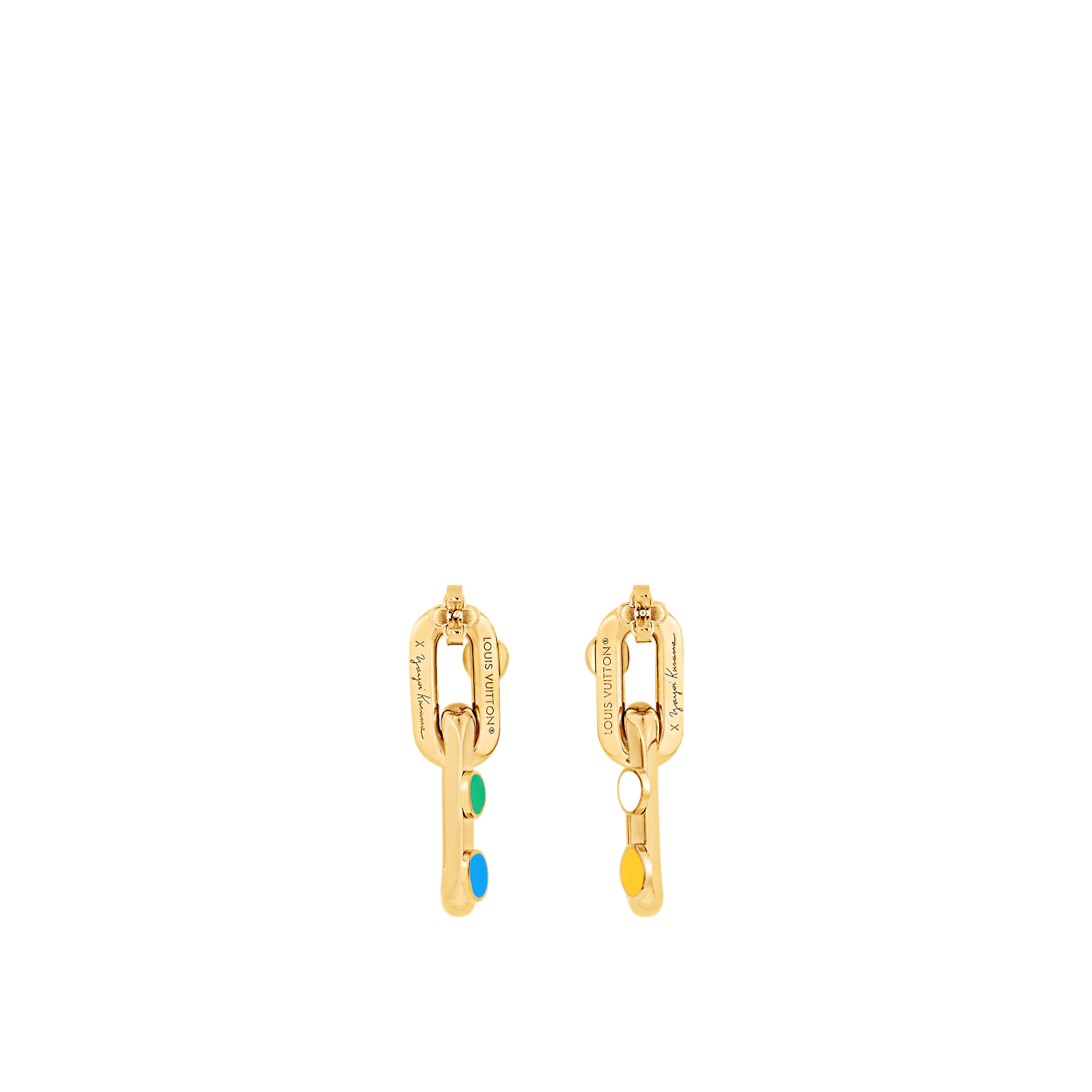 18K Louis Vuitton x YK LV Edge Painted Dots Earrings