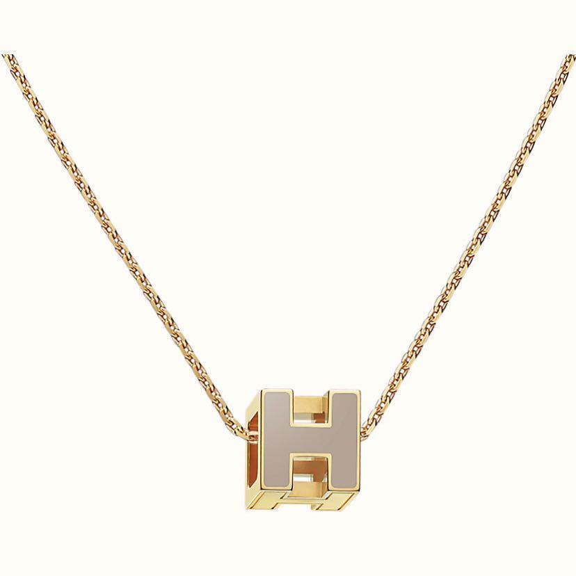 18K Cage D'H Hermes Grey Necklace