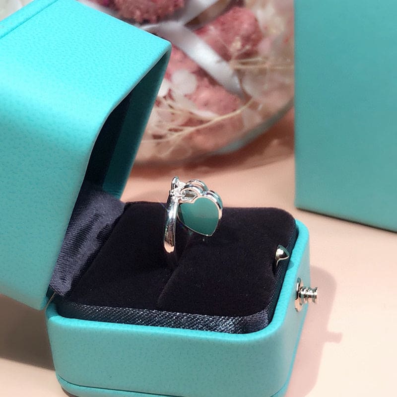 18K Tiffany Round & Heart Tag Ring