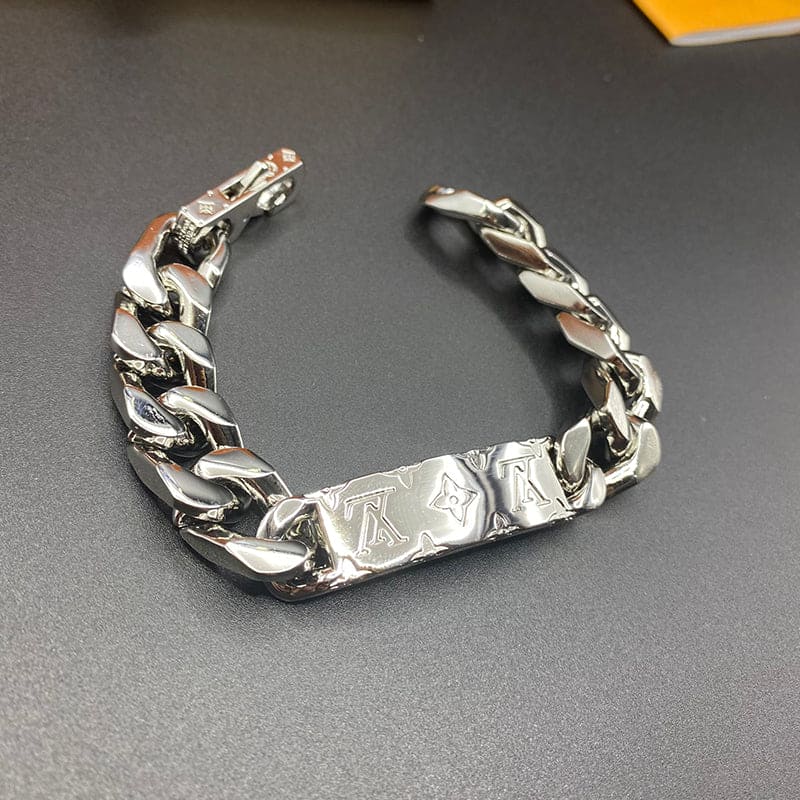 18K Louis Vuitton Monogram Logo Chain Bracelet