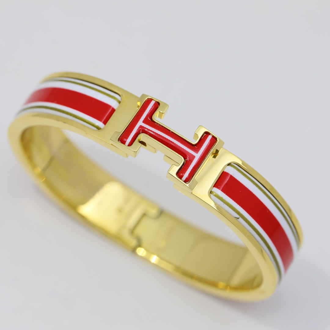 18K Clic Hermes Red & White Bracelet
