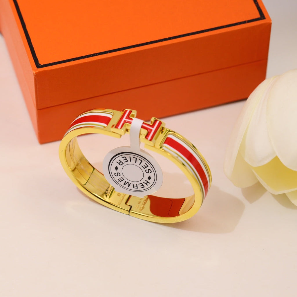 18K Clic Hermes Red & White Bracelet