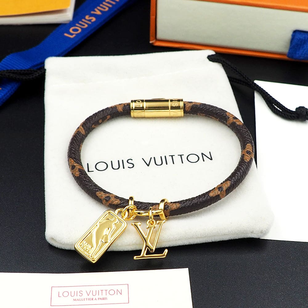 18K Louis Vuitton NBA Hang It Leather Bracelet