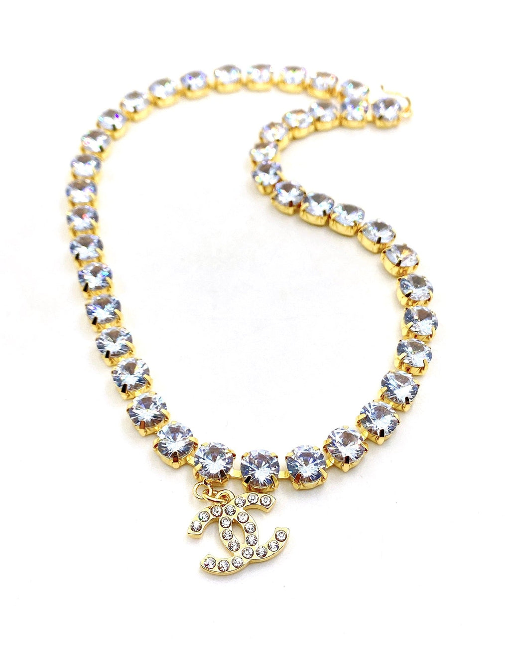 18K  Chanel Crystals Chain Necklace