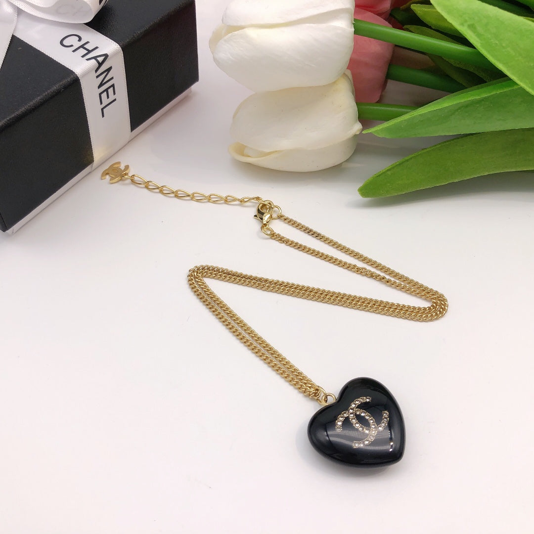 18K  Chanel Black Heart Necklace
