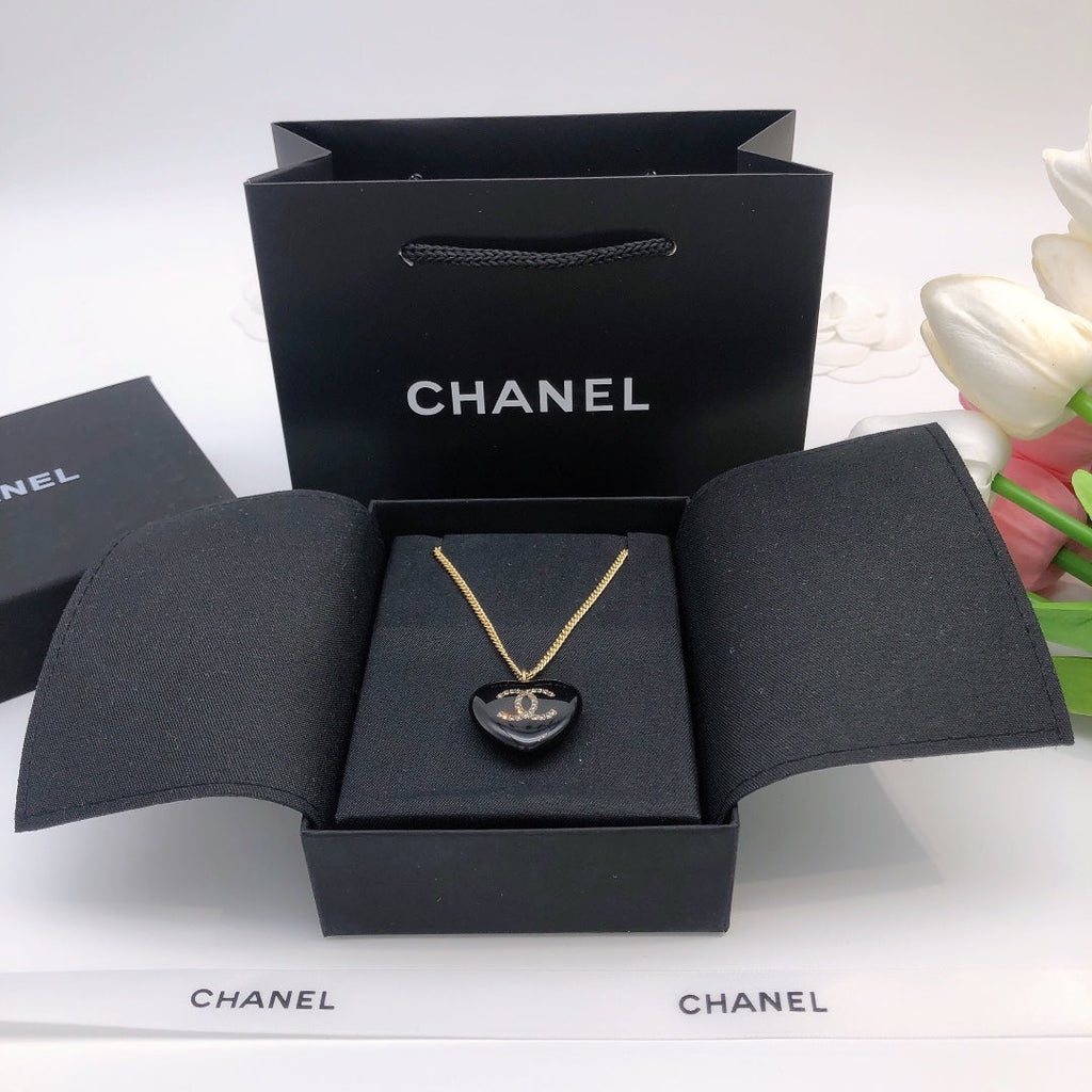 18K  Chanel Black Heart Necklace