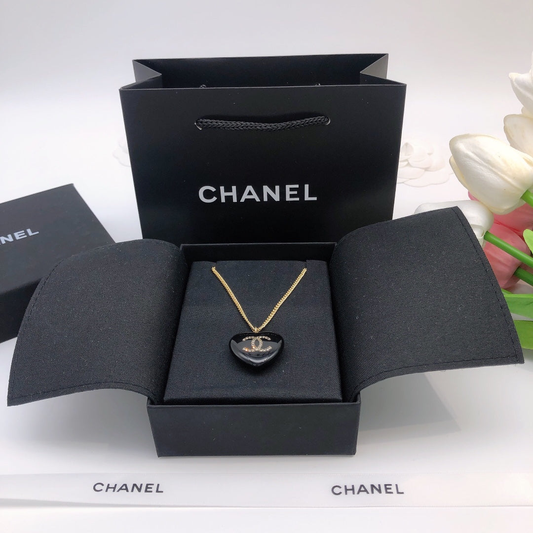 18K  Chanel Black Heart Necklace