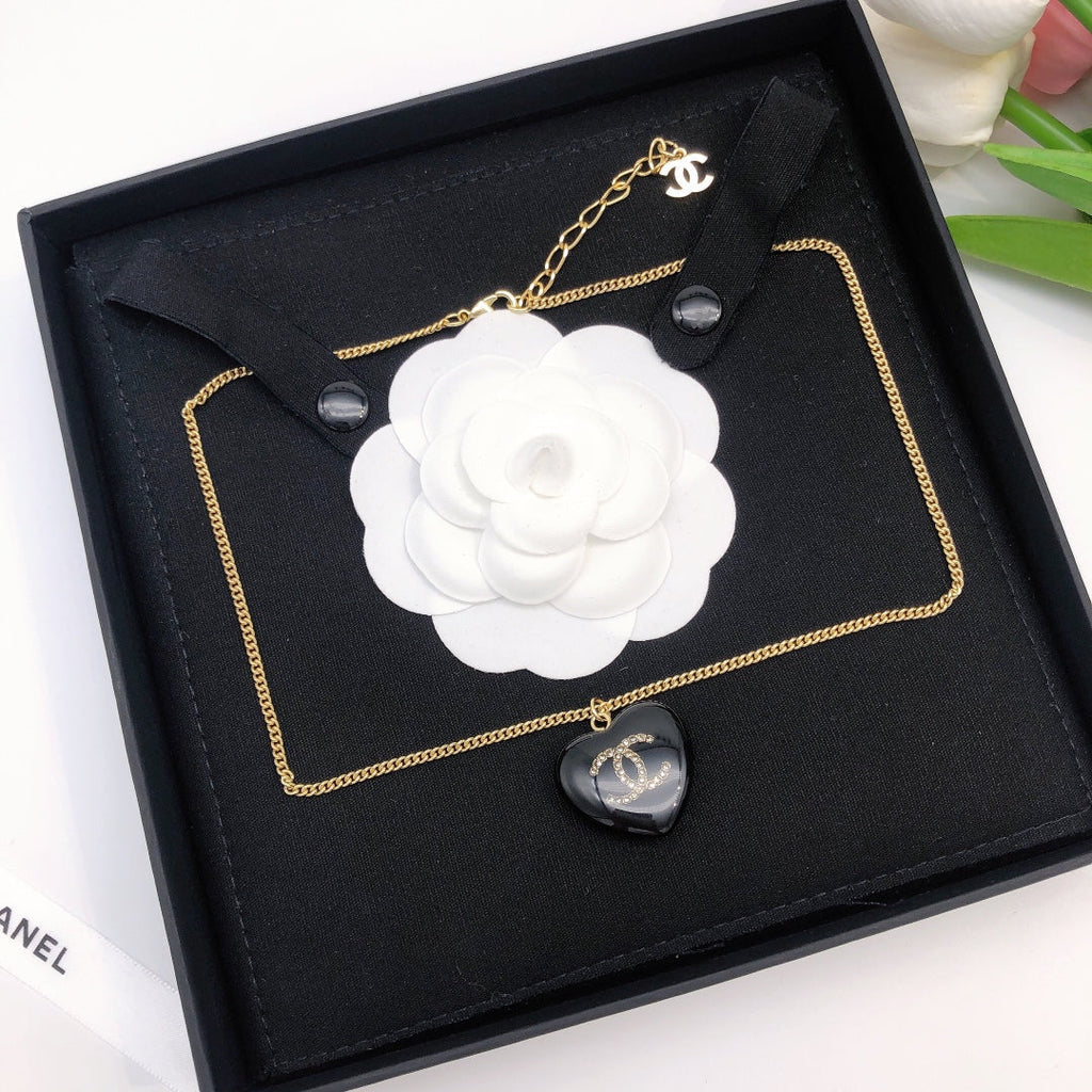 18K  Chanel Black Heart Necklace