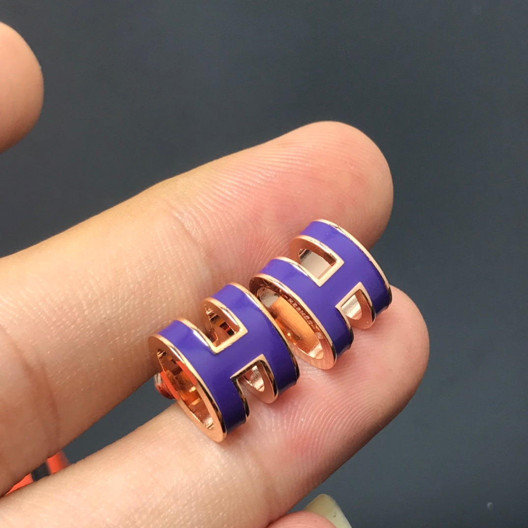 18K Mini Pop Hermes Purple Earrings