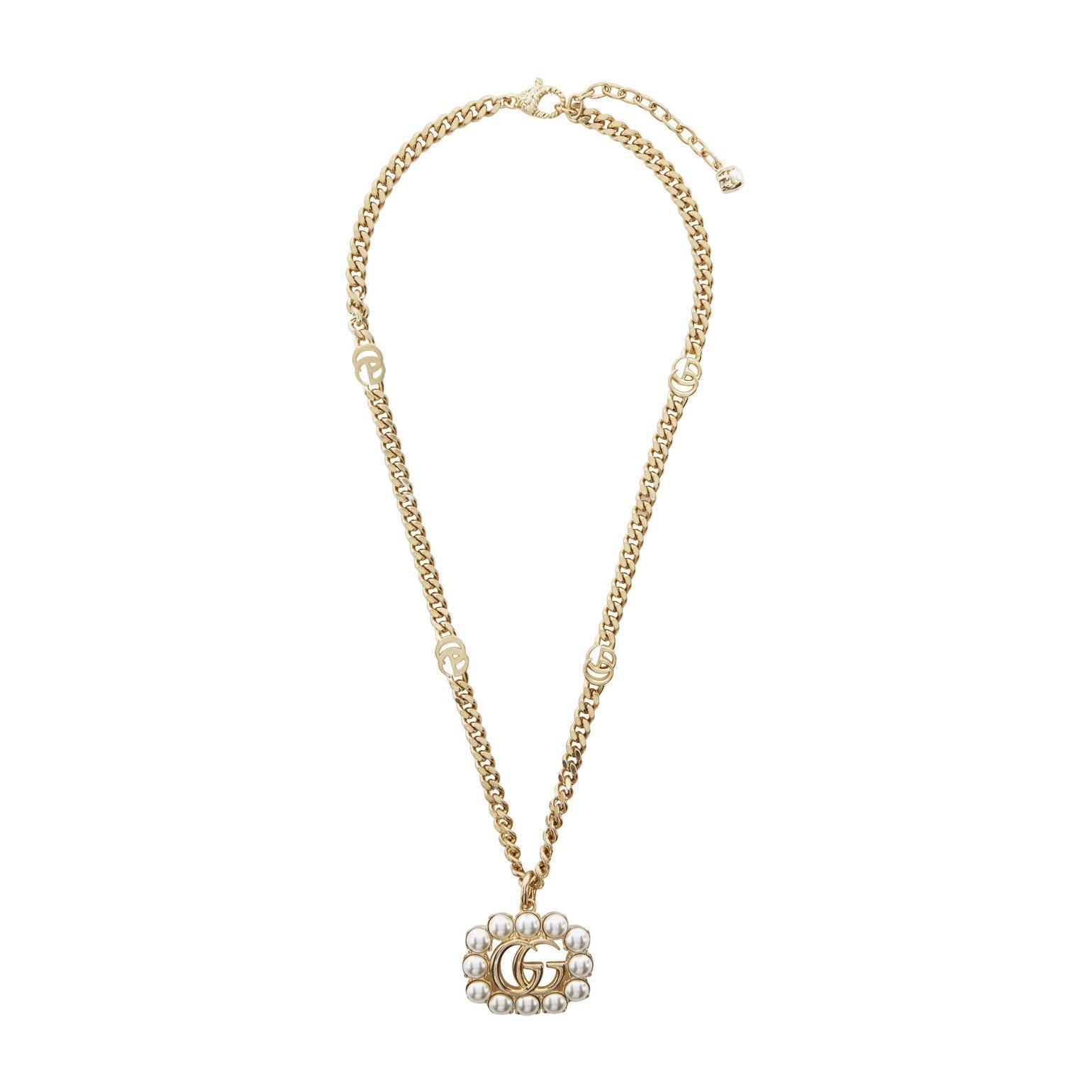 18K Double Gucci Pearl Double Gucci Necklace