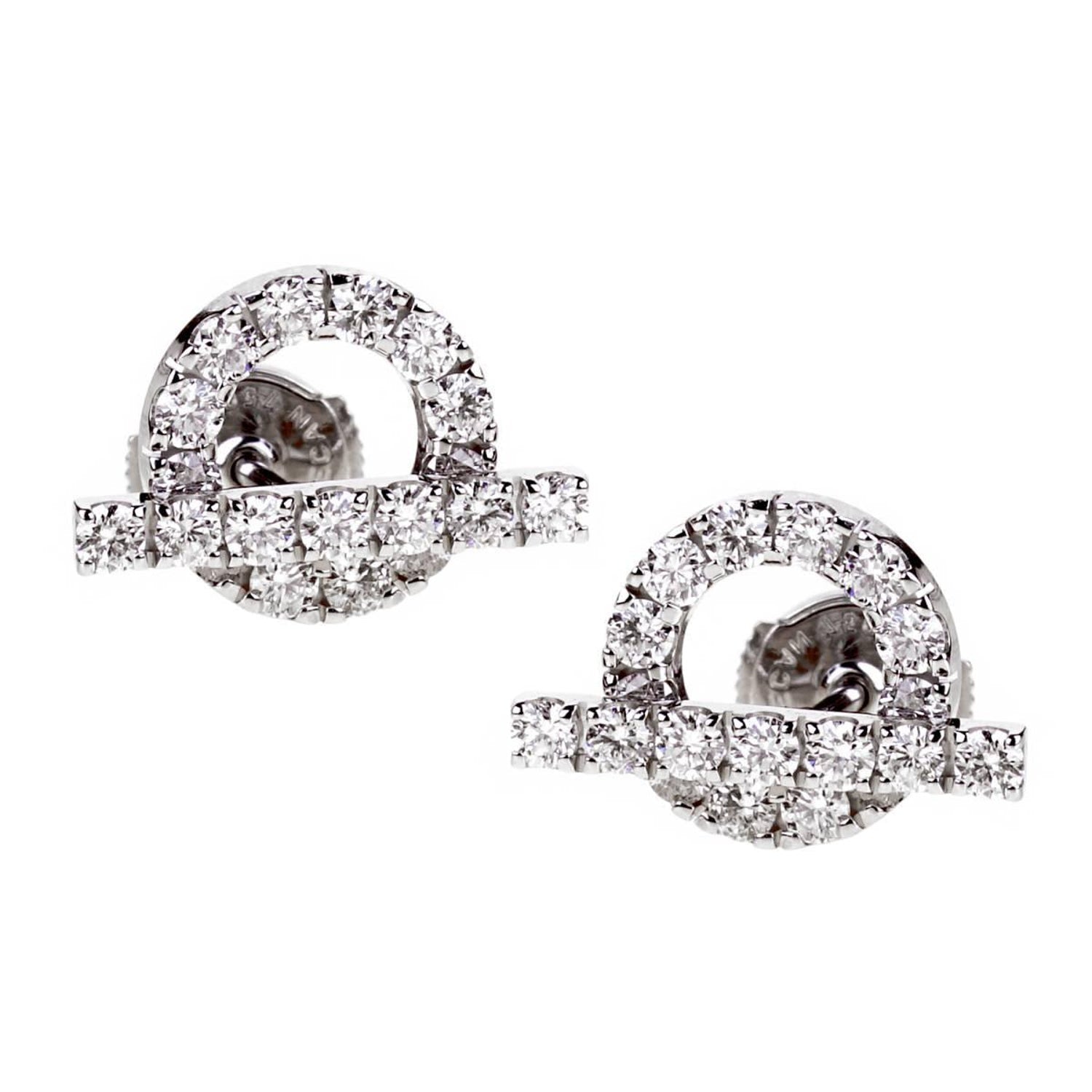 18K Finesse Diamond Stud Hermes Earrings