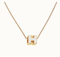 18K Cage D'H White Hermes Necklace