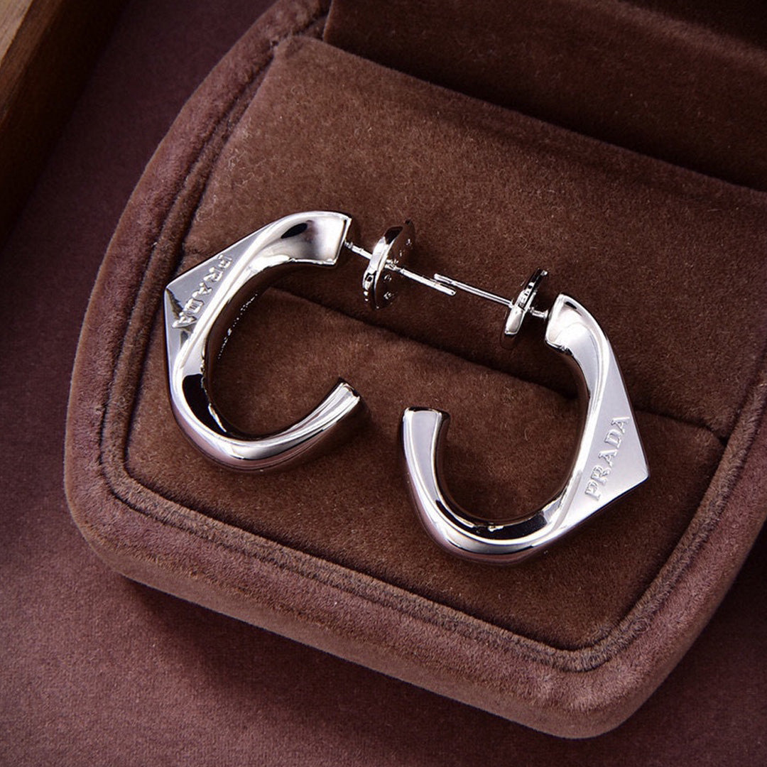 18K Prada Triangle Open Earrings