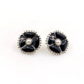 18k  Chanel Black Pearl Clover Earrings