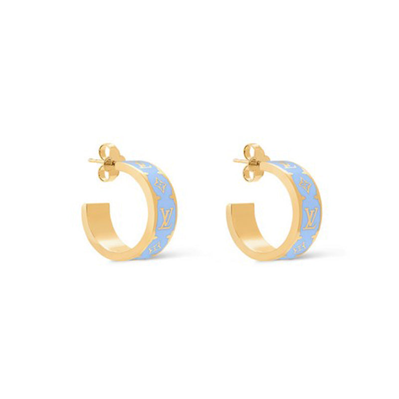 18K Louis Vuitton Nanogram Enamel Earrings