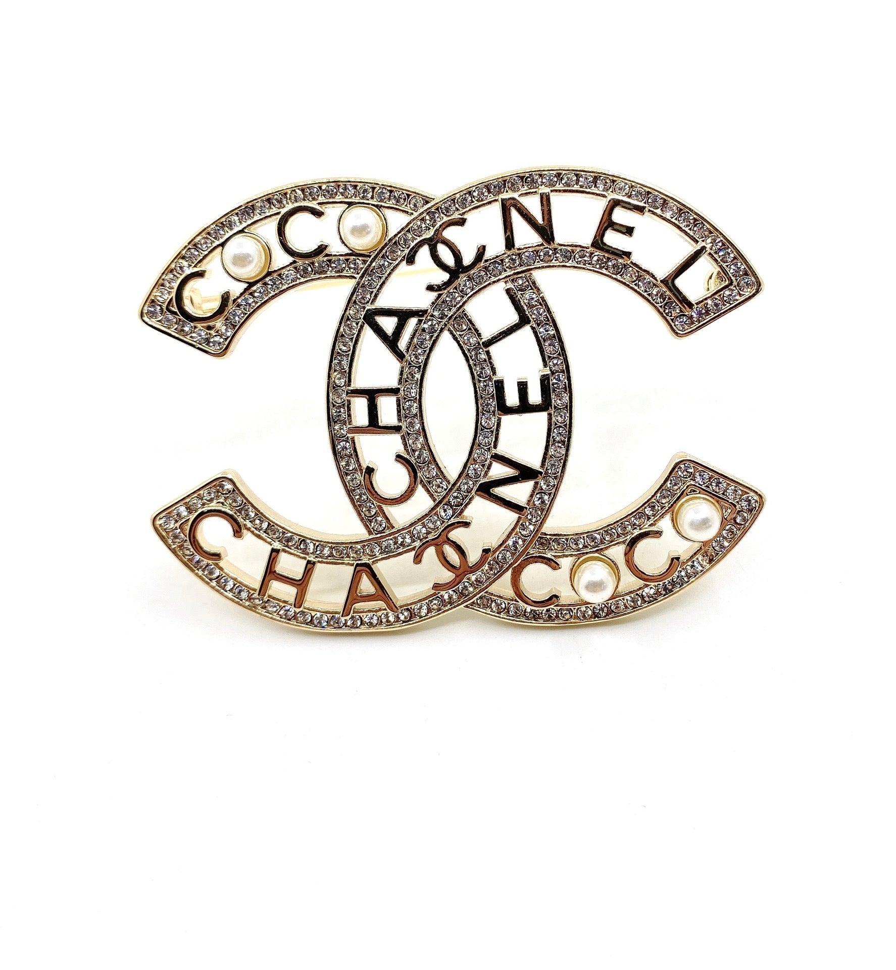 18K  Chanel Script Diamonds Brooch