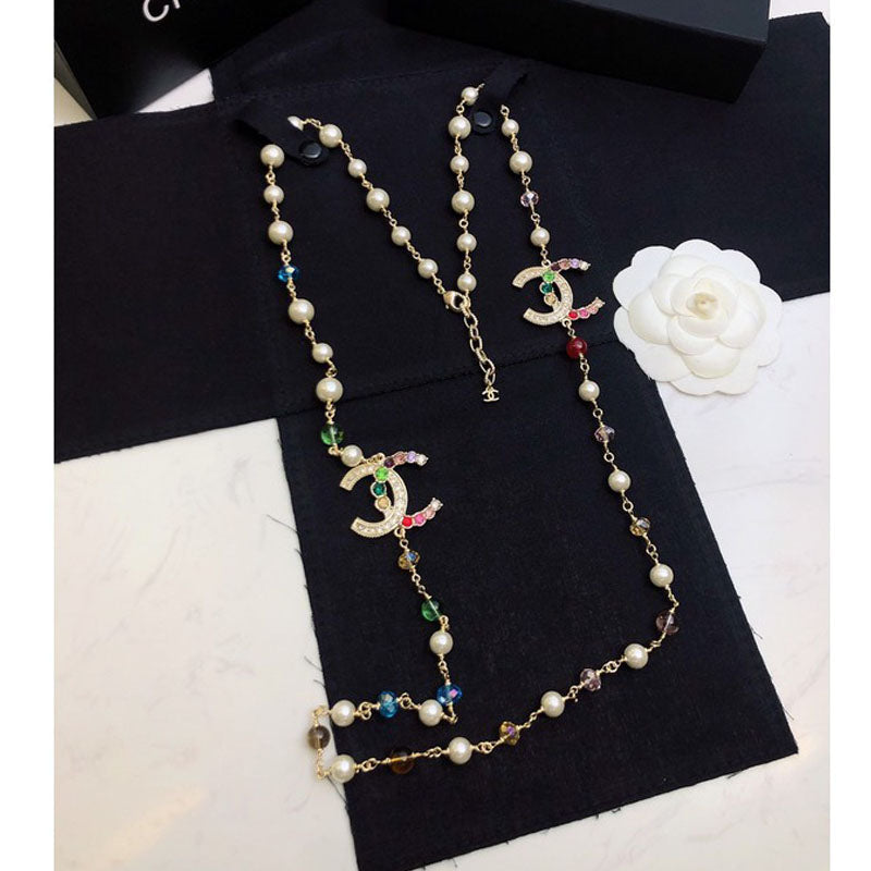 18K  Chanel Color Long Pearl Necklace