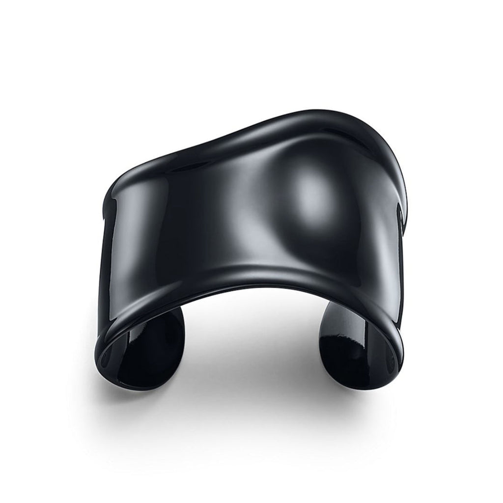 18K Tiffany Elsa Peretti Small Bone Cuff Black Bracelet