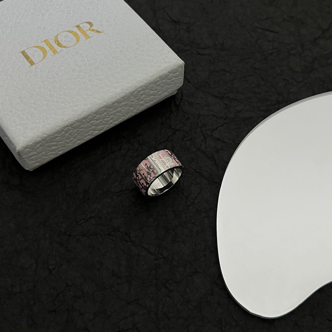 18K Dior Monogram Enamel Ring