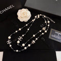 18K  Chanel Long Black Pearl Necklace