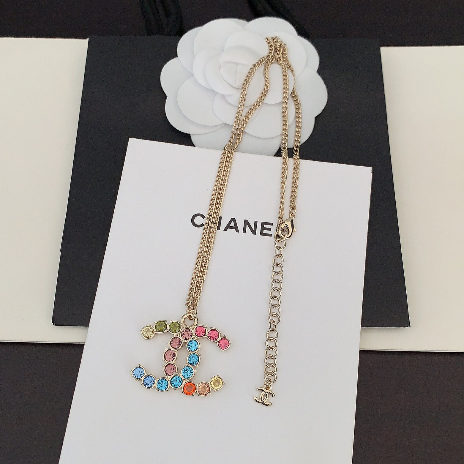 18K  Chanel Color Crystals Necklace