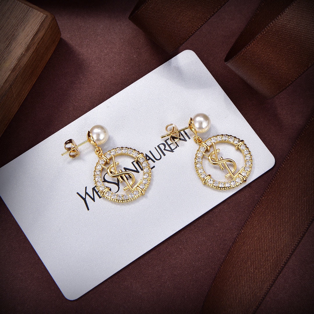 18K YSL Circle Diamonds Earrings
