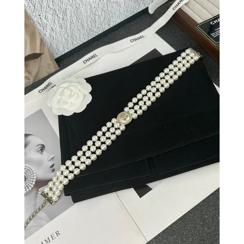 18K  Chanel Choker Pearl Chain Necklace