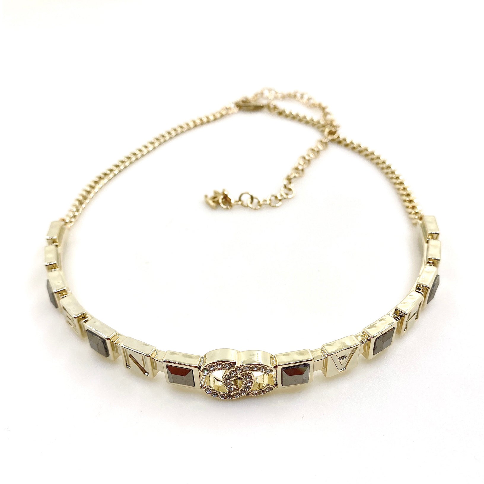 18K  Chanel Gray Crystals Necklace