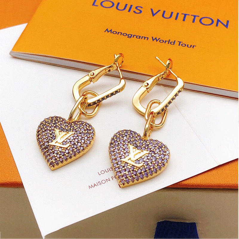 18K Louis Vuitton Heart Diamond Earrings