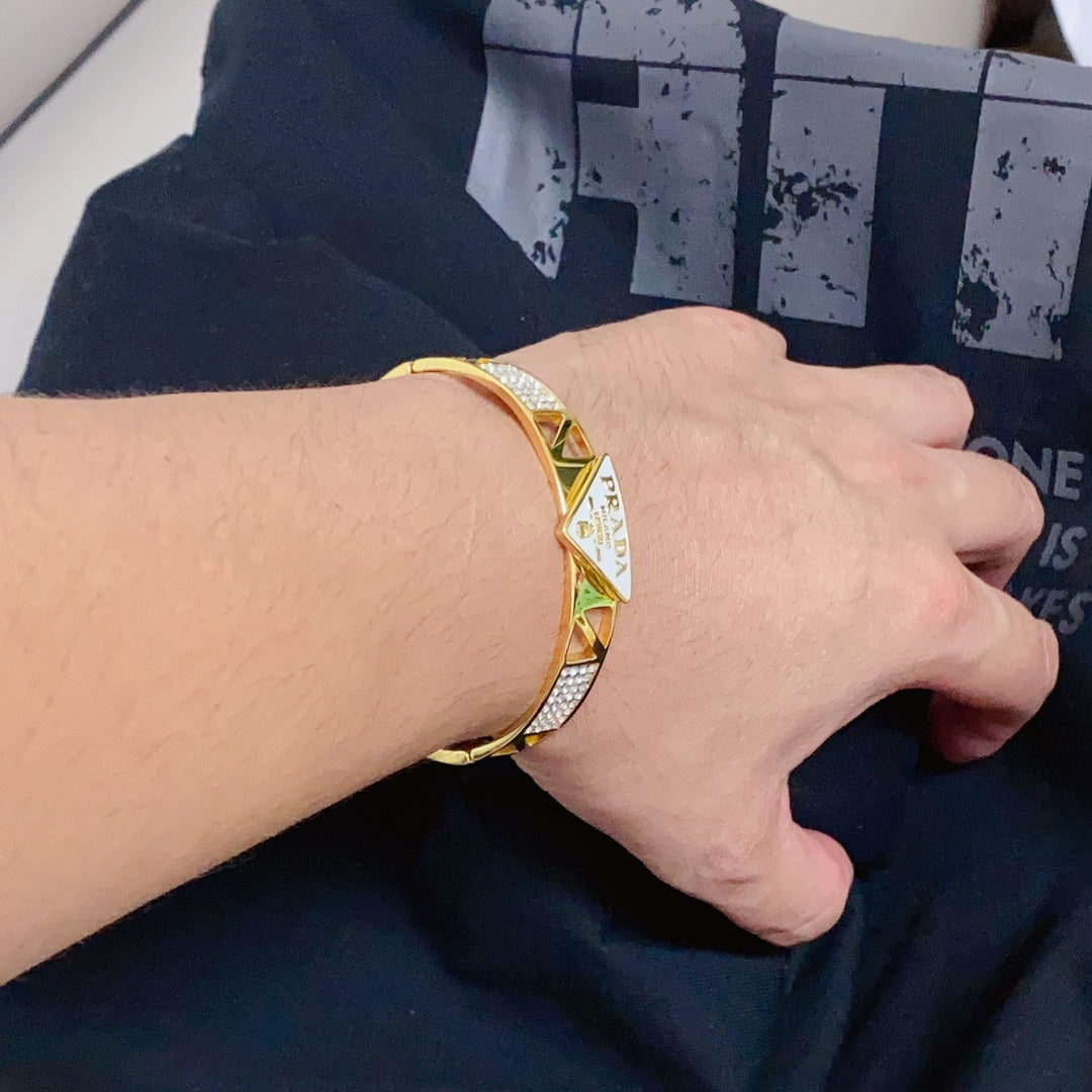 18K Prada Triangle Diamond Bracelet