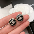 18K  Chanel Black & White Diamond Gold Earrings