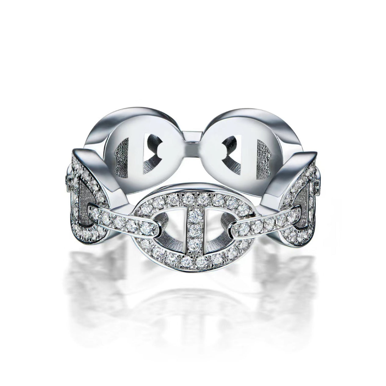 18K Chaine d'Ancre Enchainee Diamond Hermes Ring