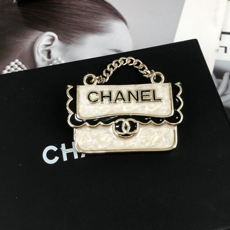 18K  Chanel White Bag Brooch