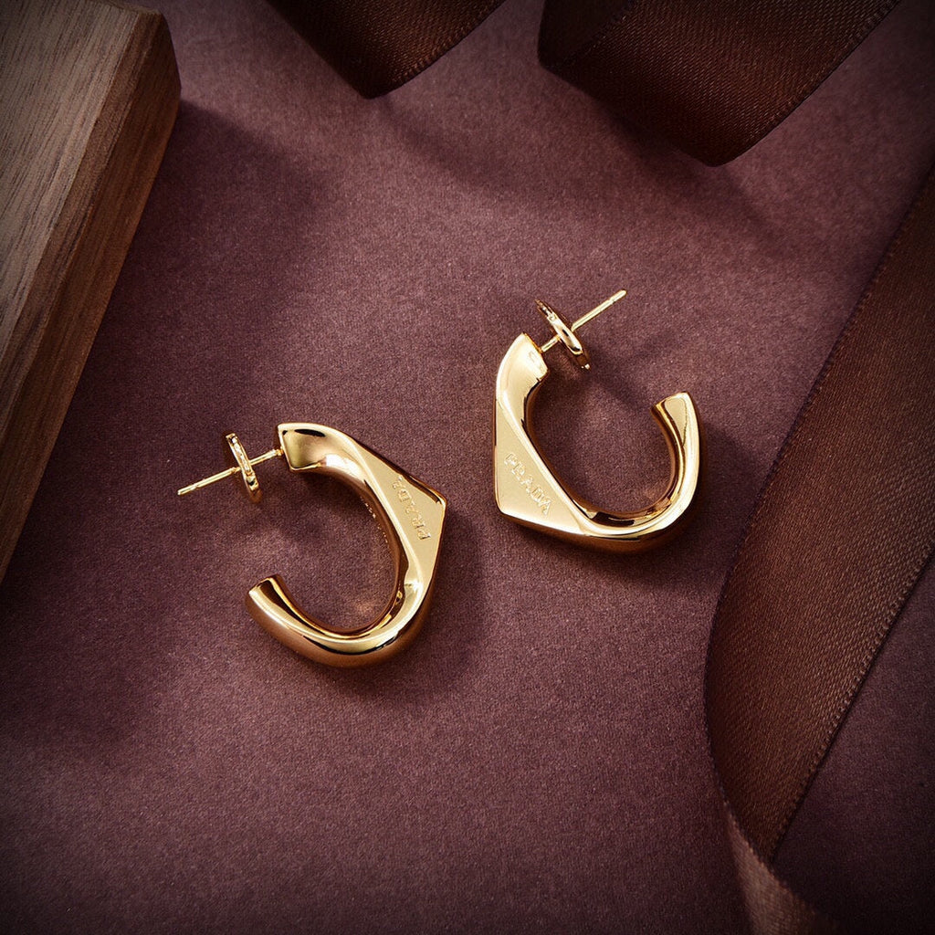 18K Prada Triangle Open Earrings