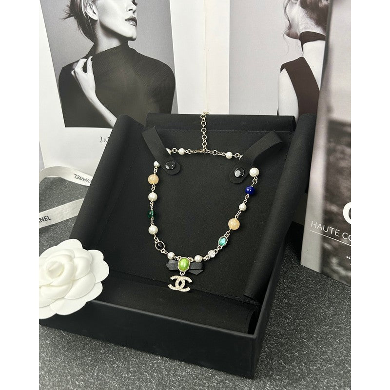 18K  Chanel Crystal Bow Necklace