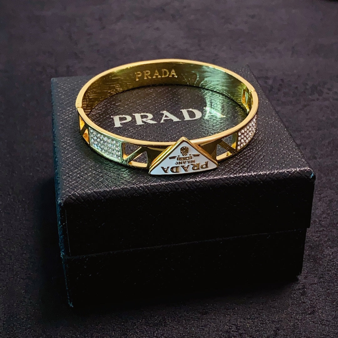 18K Prada Triangle Diamond Bracelet