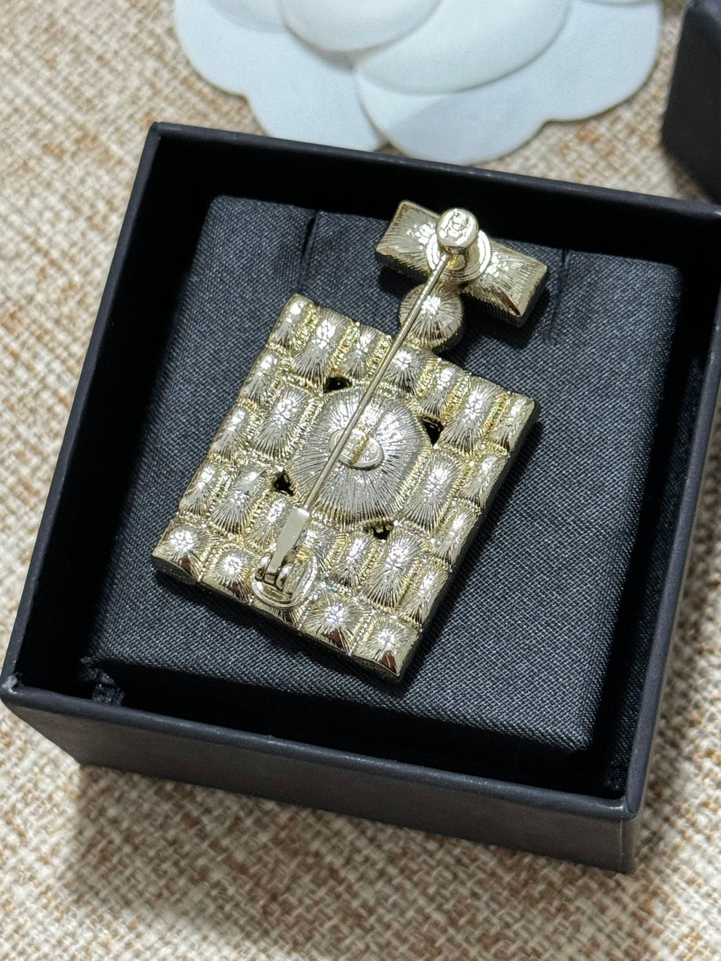 18K  Chanel Perfume Bottle Crystals Brooch