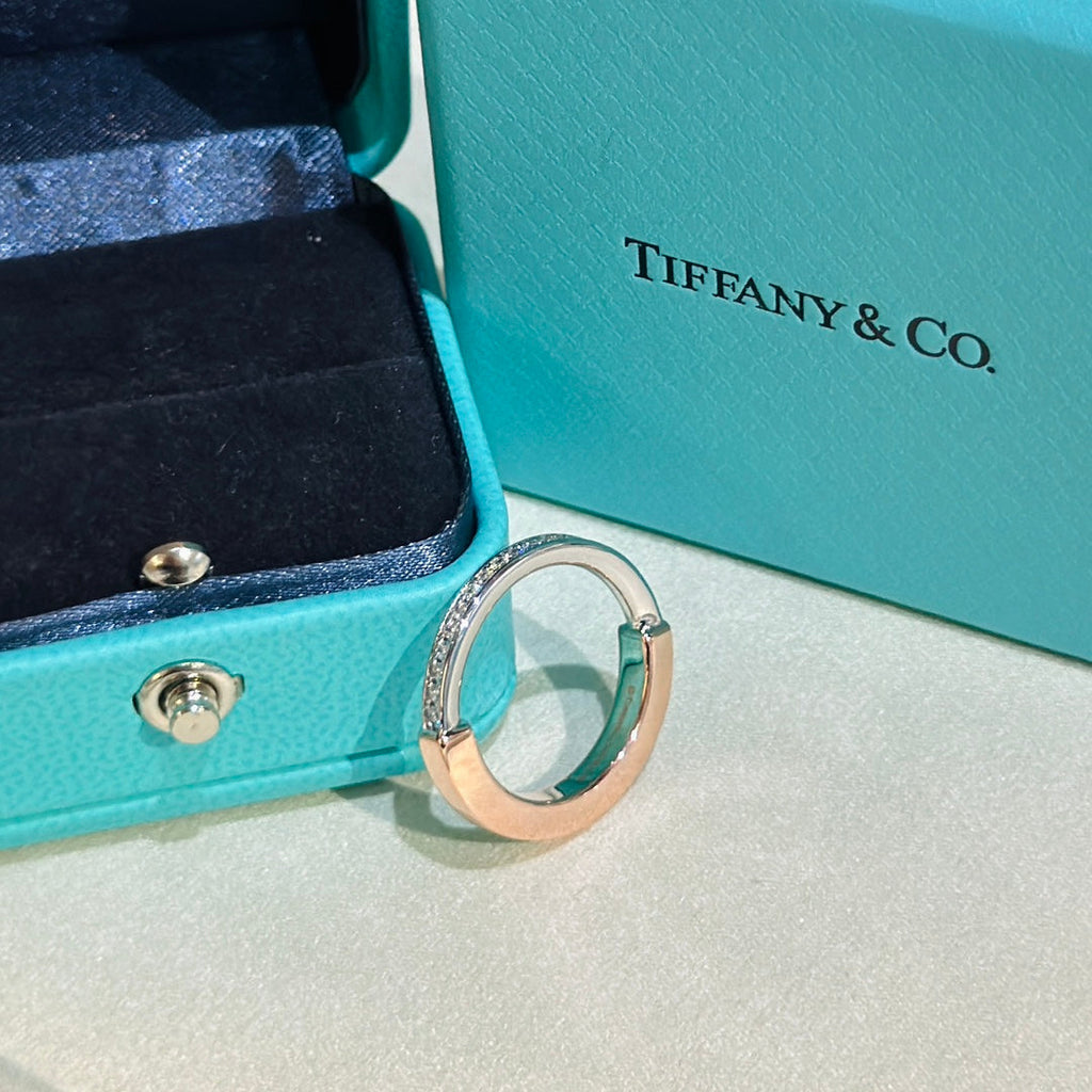 18K Tiffany Lock Diamond Rose Gold Ring