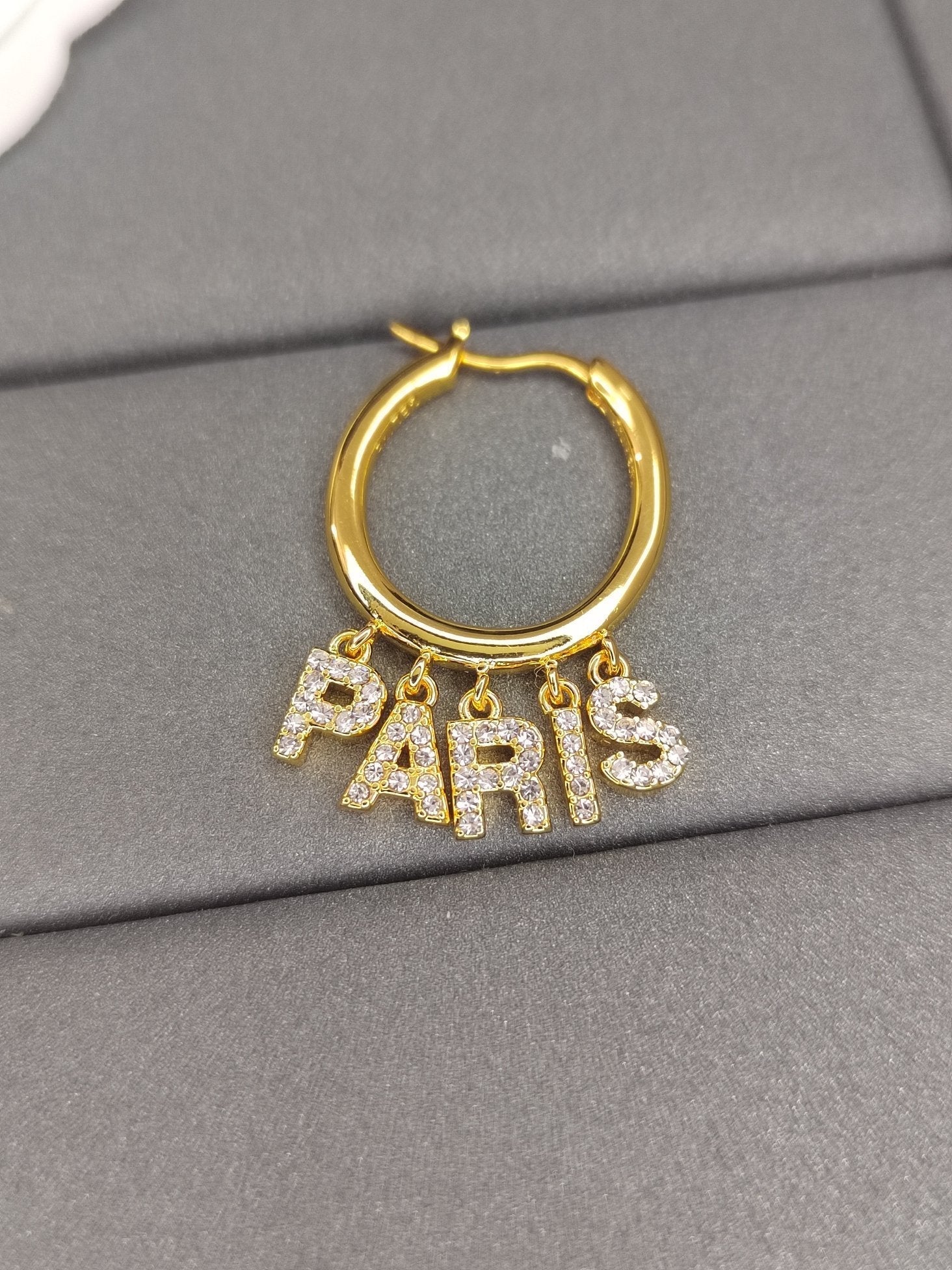 18K Celine Script Diamonds Earrings