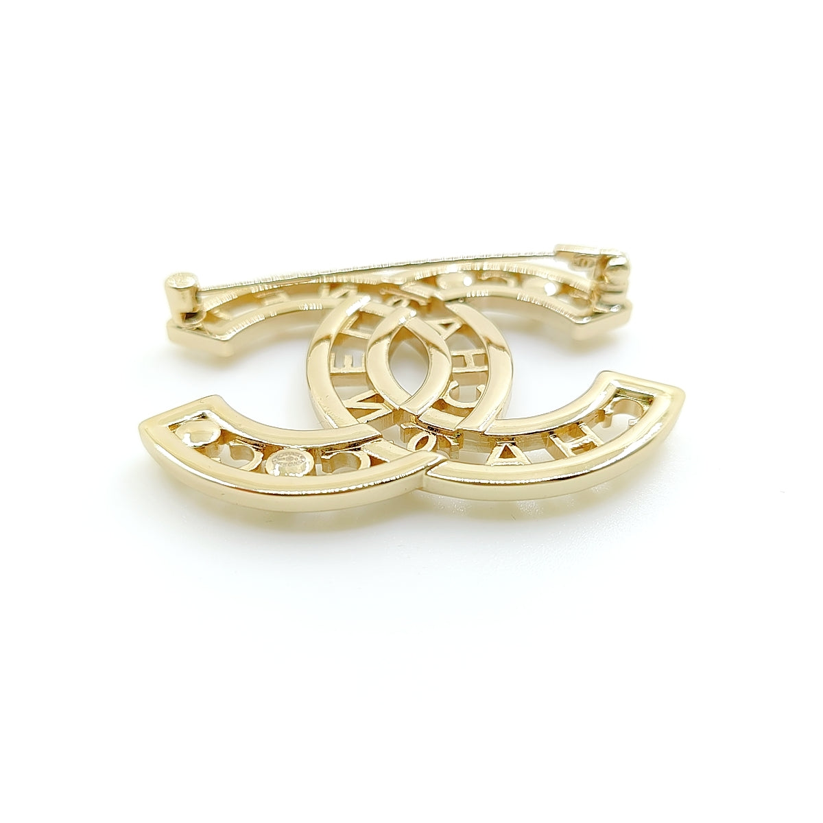 18K  Chanel Script Diamonds Brooch