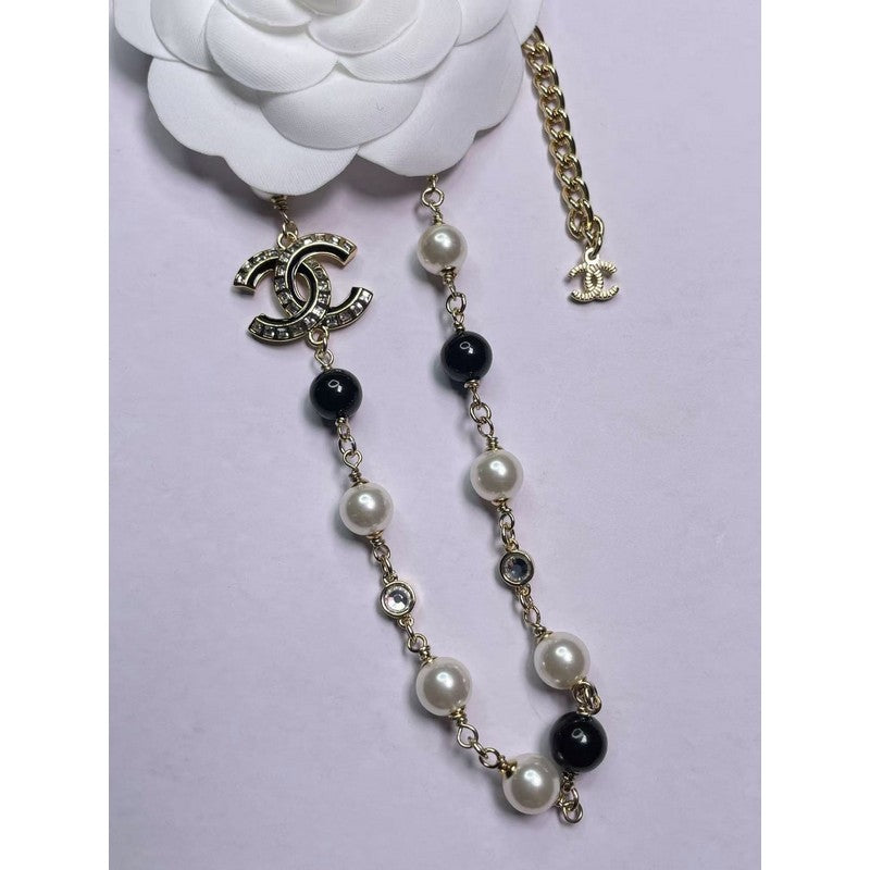 18K  Chanel Black & White Pearls Necklace