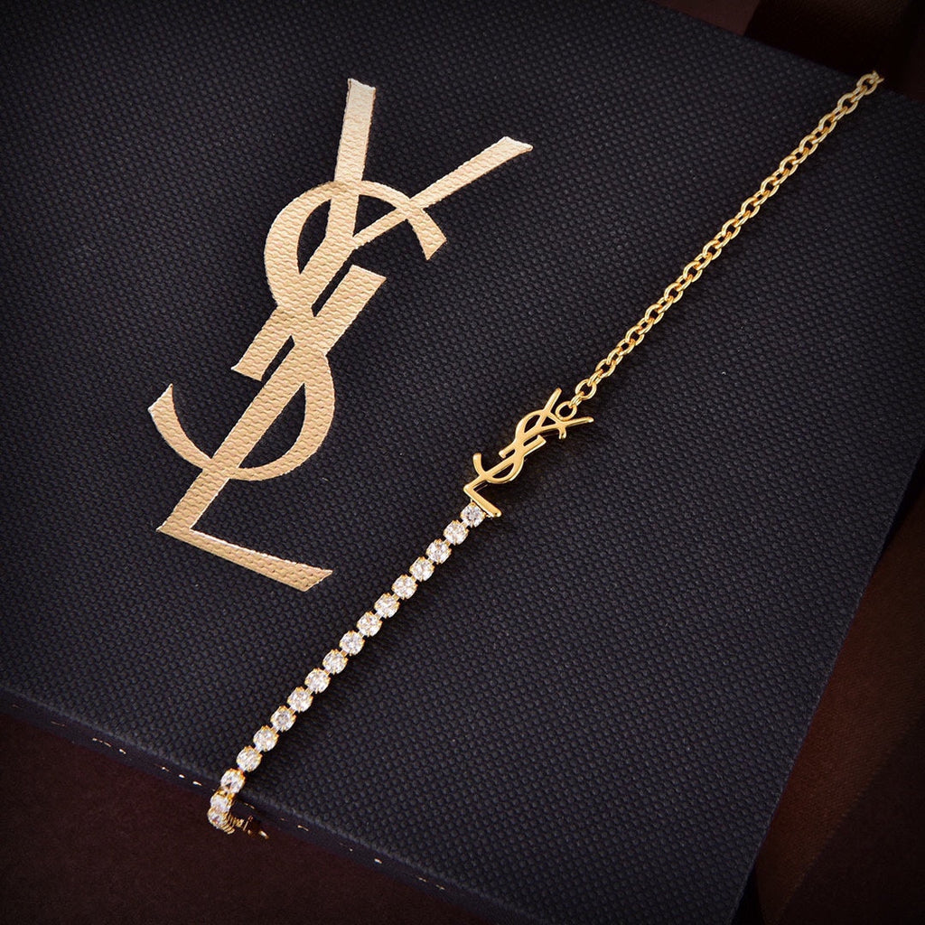 18K YSL Crystals Chain Bracelet